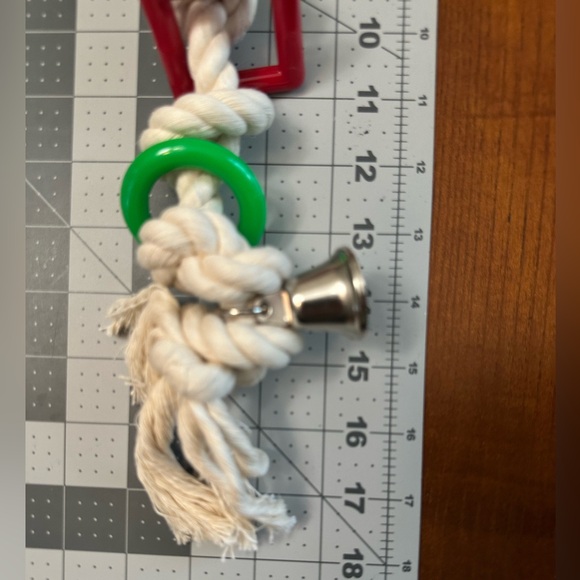 Handmade - Large Knotty Colorful Rope Bird Toy with Bell - Picture 6 of 6